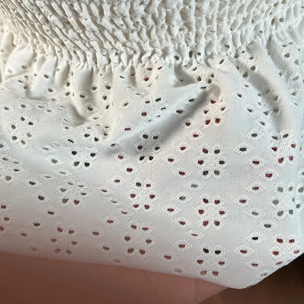 Urban Romantics White Eyelet Smock Off Shoulder, Size: S. - Picture 7 of 11